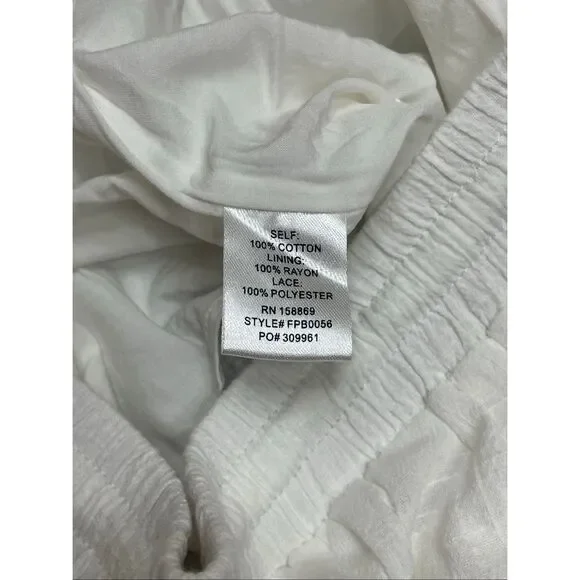 Mahina Lace Inlet Wide Leg Ruffle Trim Beach Lounge Pants White Size Large - Picture 8 of 11